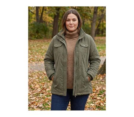 Veste Longue Femme Microfibre Kaki – Doublure Nylon Confort
