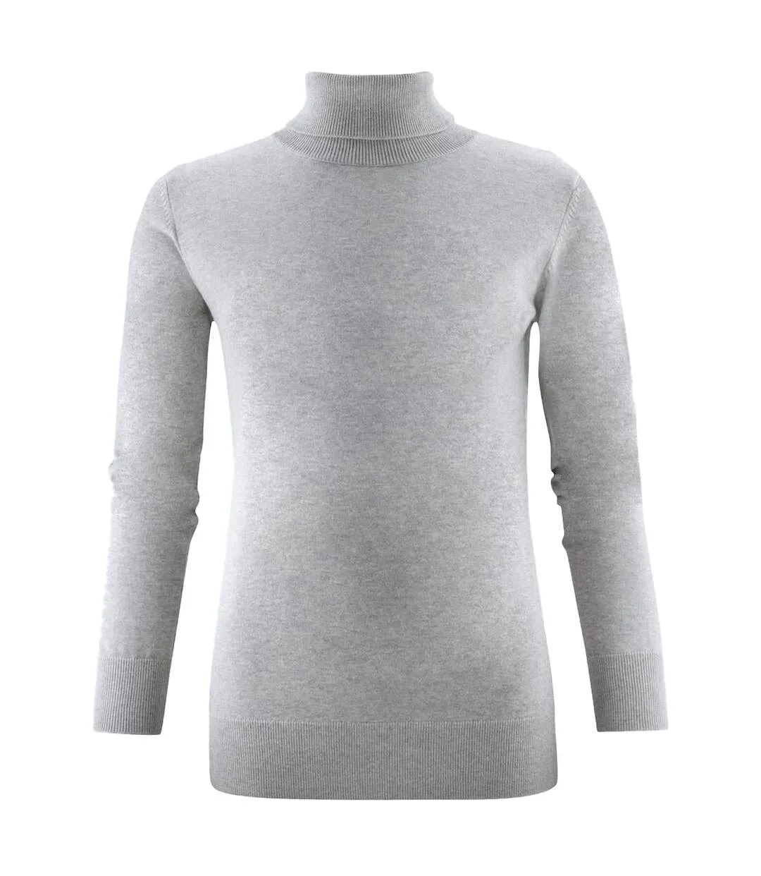 Womens/ladies Ashland Turtle Neck Pullover Grey Melange Harvest-1