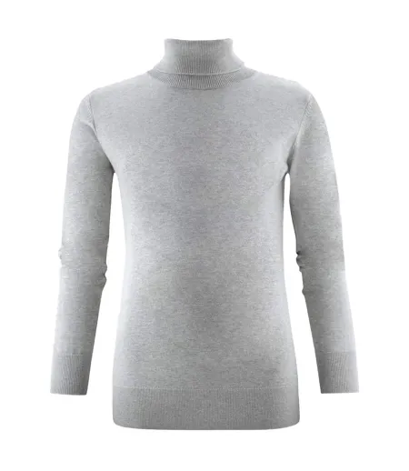 Womens/ladies Ashland Turtle Neck Pullover Grey Melange Harvest