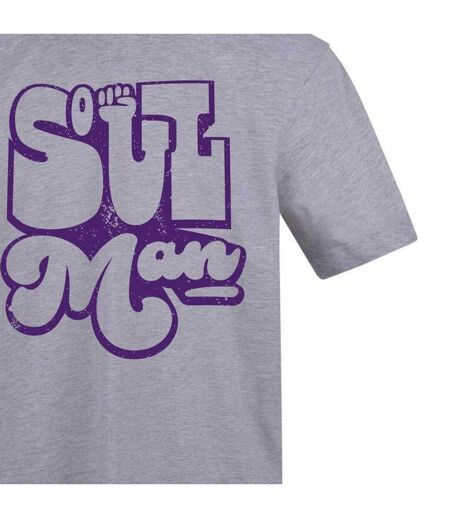 Unisex Adult Soul Man Printed Cotton T-shirt Grey AWD
