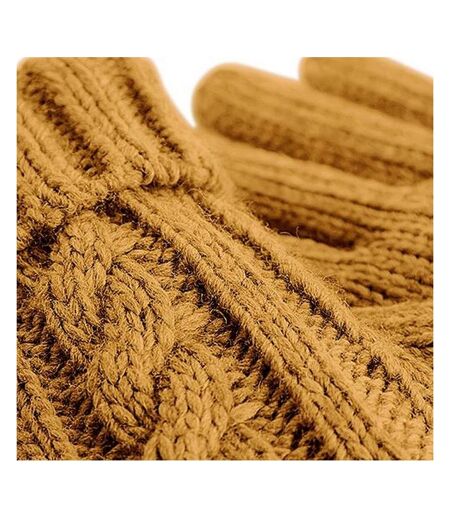 Beechfield Unisex Cable Knit Melange Gloves (Mustard) - UTRW7296
