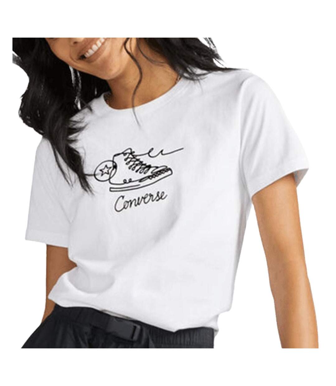 T-shirt Blanc Femme Converse Sneaker - L-1