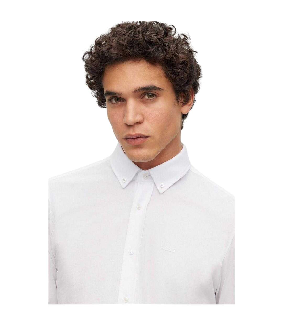 Mens Joe Oxford Regular Long-sleeved Button-down Shirt White Boss-4