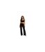 Womens/ladies Crochet Wide Leg Trousers Black Off White-1