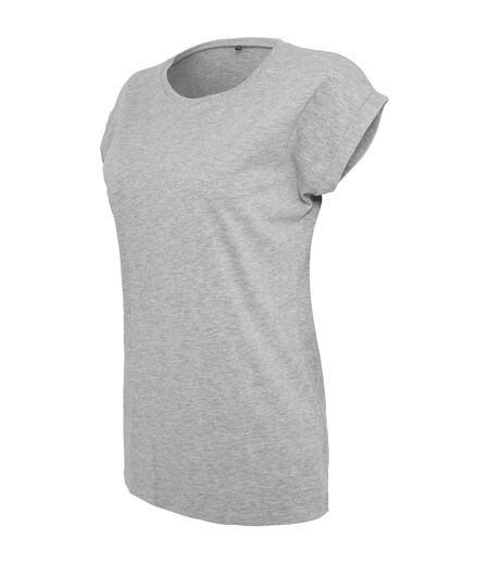 Build Your Brand Womens/Ladies Extended Shoulder T-Shirt (Heather Grey) - UTRW8412