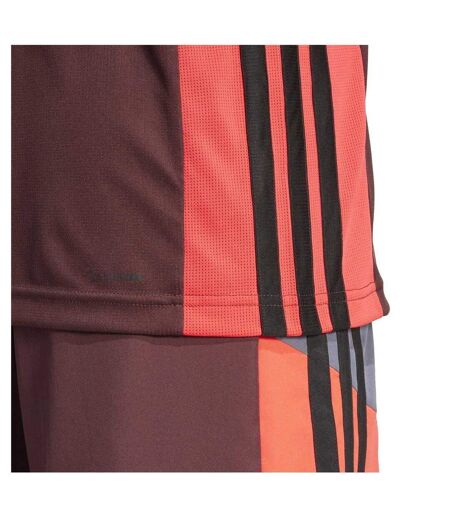 Mens Colour Block Regular Training T-shirt Ruby Red Adidas
