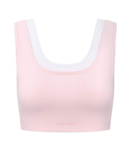 Womens/ladies Pro Layered Sports Bra Light Pink USA Pro