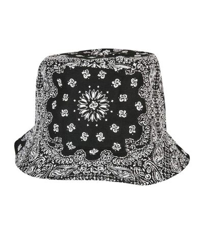 Unisex adult bandana printed bucket hat black Flexfit