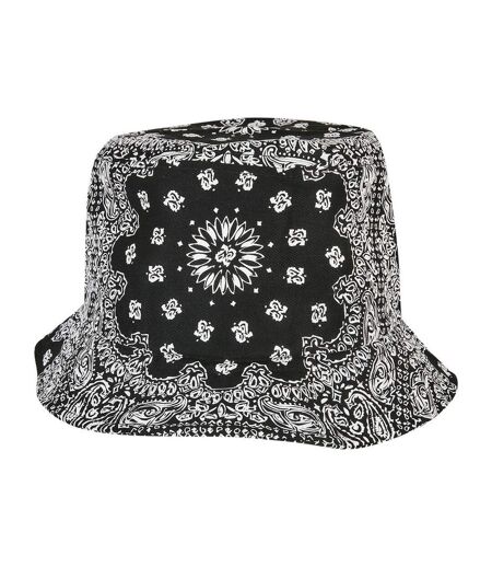 Unisex adult bandana printed bucket hat black Flexfit