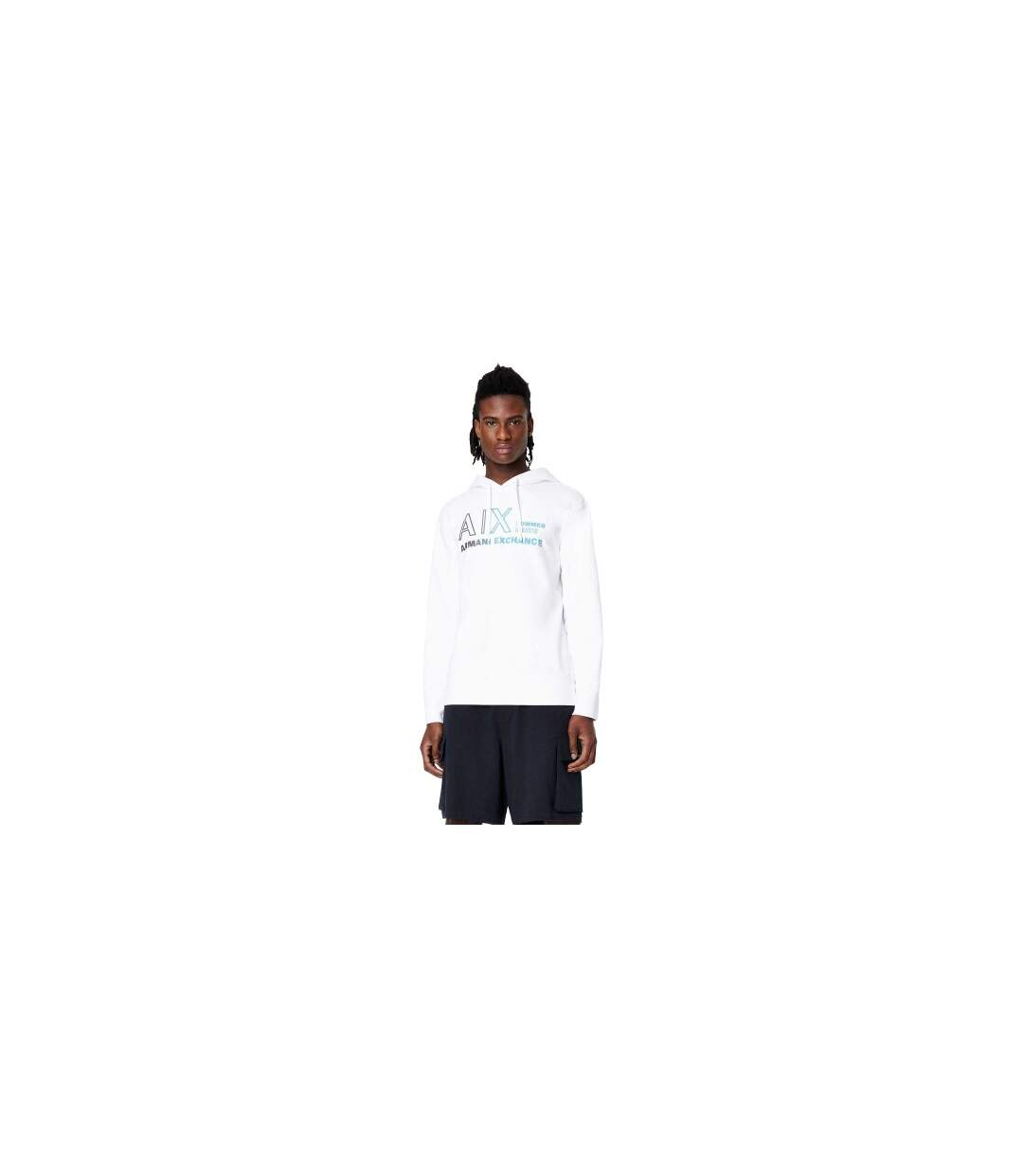 Mens Logo Hoodie White Armani Exchange-1