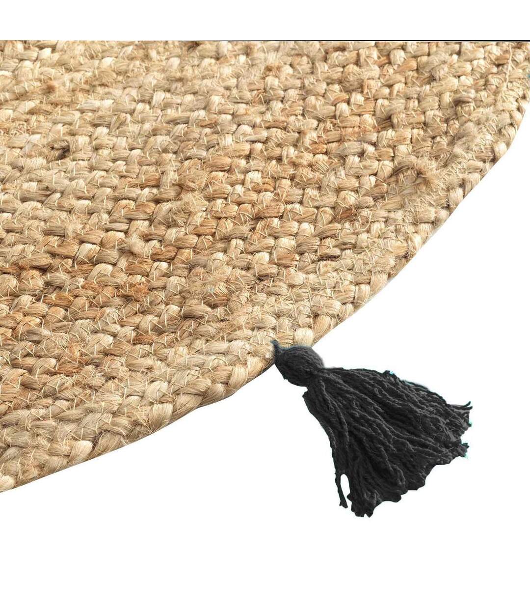 Tapis Rond Déco en Jute Shira 120cm Noir-2