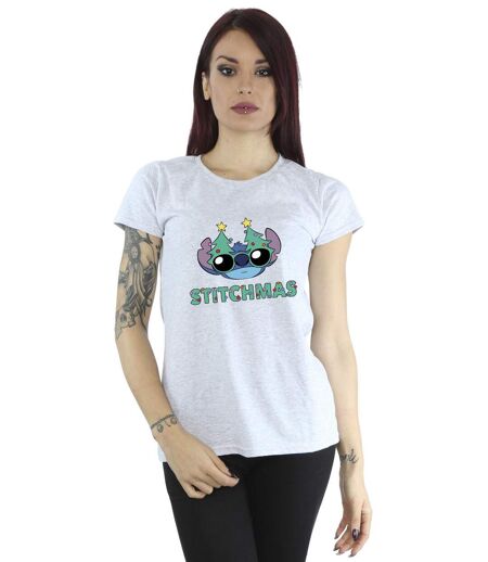 Disney T-shirt en coton Femmes/Ladies Lilo & Stitch Lunettes de Stitchmas (Gris sportif) - UTBI26103