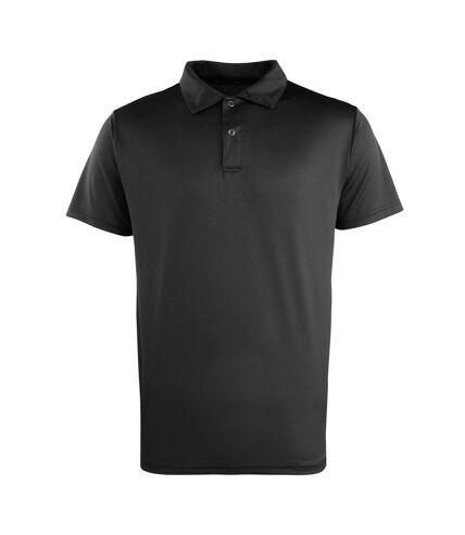 Unisex adult coolchecker pique polo shirt black Premier