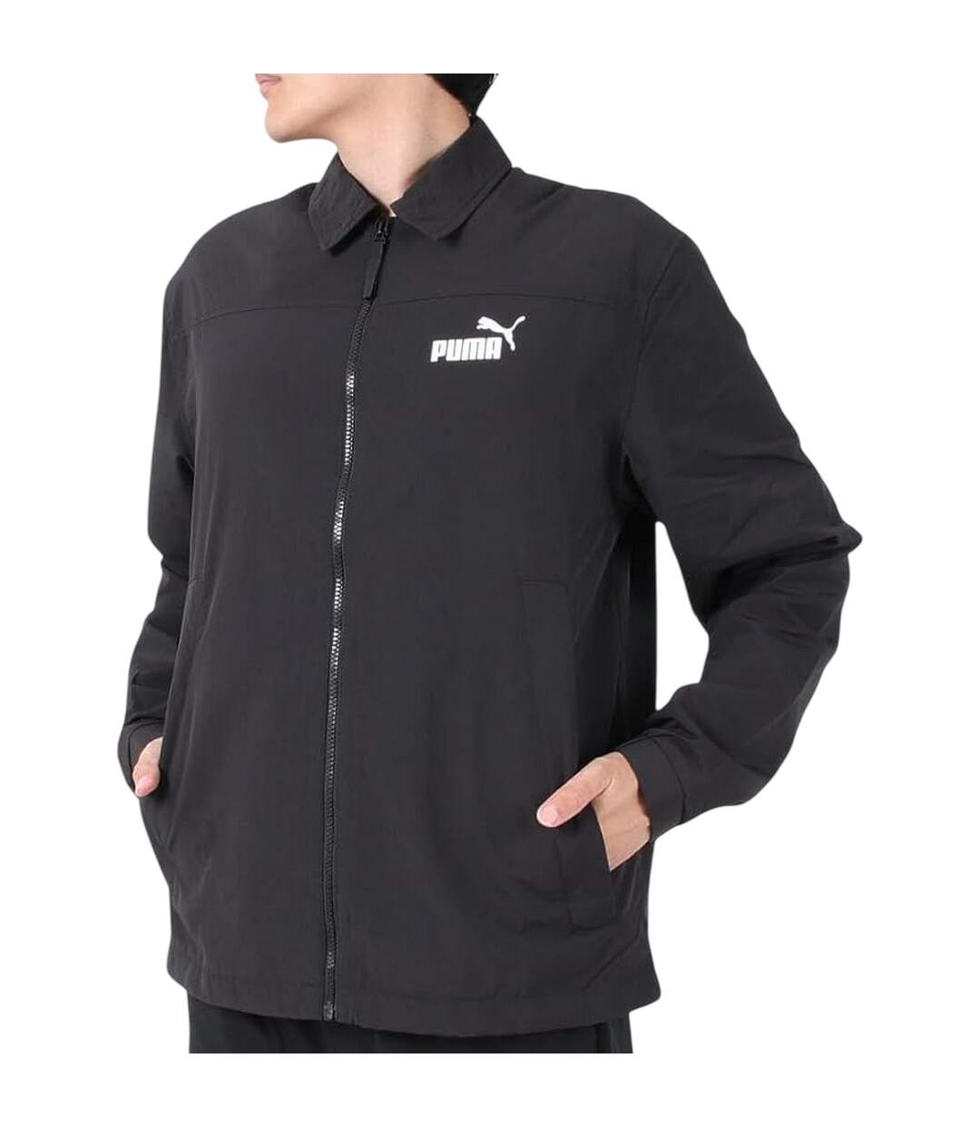 Mens Collared Coach Jacket Black Puma-1