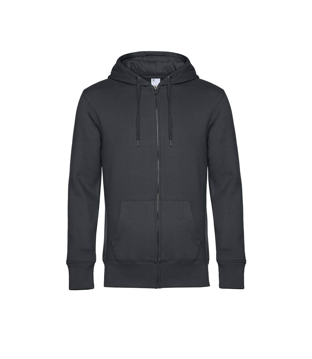 Mens king zipped hooded sweat asphalt B&C