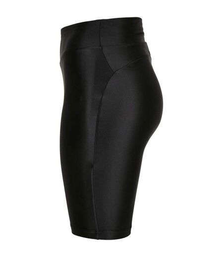 Pack Of 2  Womens/ladies Metallic Shiny High Waist Cycling Shorts  Black Urban Classics