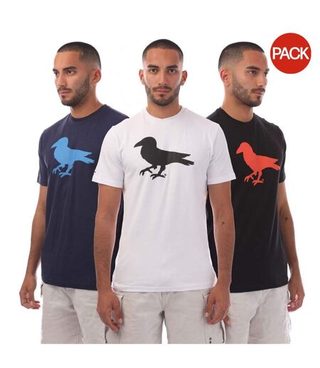 Lot De 3  T-shirts Cali Crown Homme Noir Blanc Modern Amusement