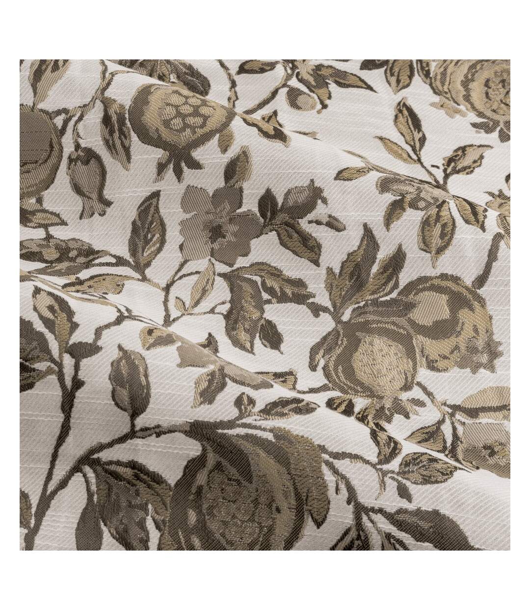 Jacquard pomegranate floral pencil pleat curtains 168cm x 229cm natural Wylder-4