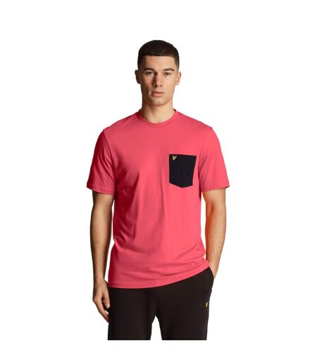 Mens contrast pocket t-shirt electric pink/dark navy Lyle & Scott