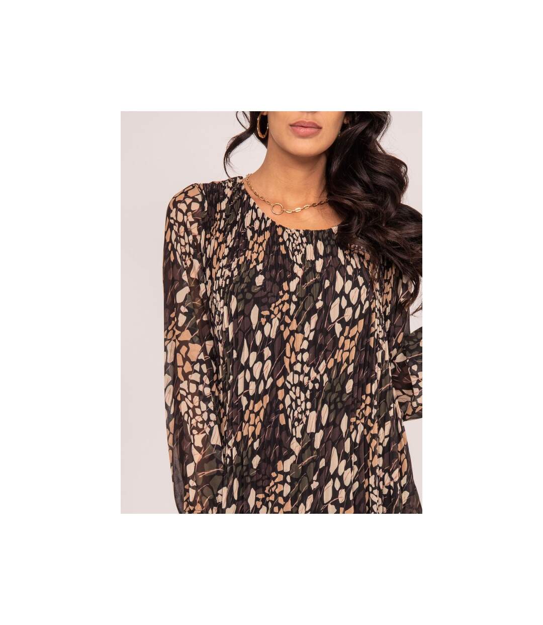 Robe courte motifs plissée INK - Dona X Lisa-3