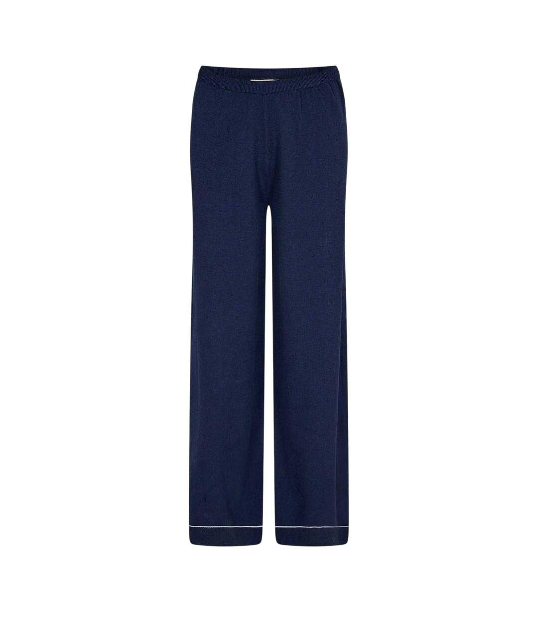 Pantalon Femme Bleu Marine Couture-1
