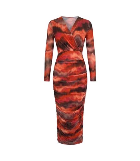 Robe Portefeuille Manches Longues Femme Rouge Pastel AX Paris
