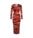 Robe Portefeuille Manches Longues Femme Rouge Pastel AX Paris-2