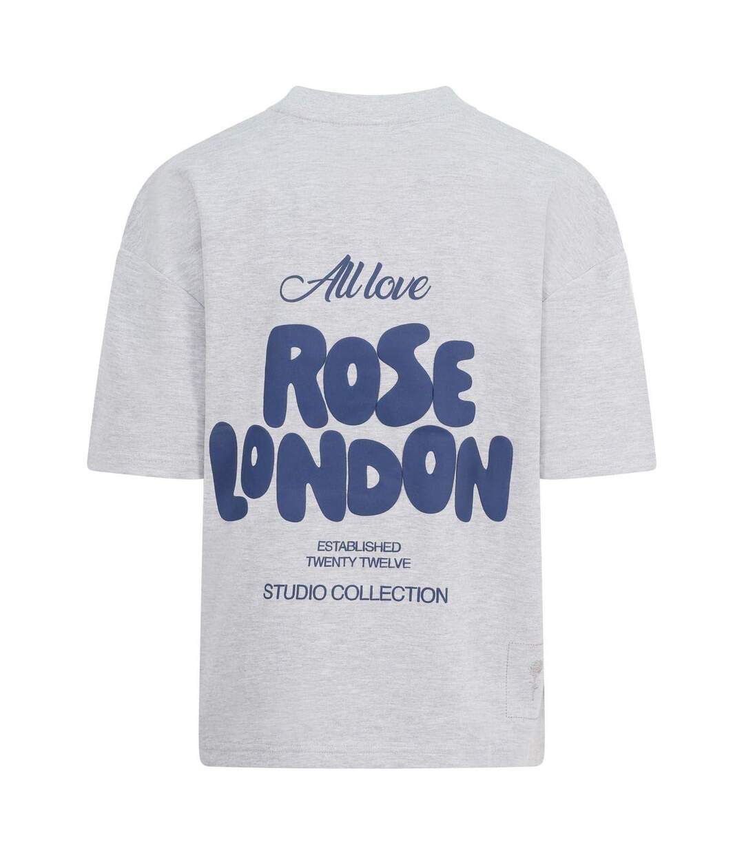 Unisex Adult Back Print Relaxed Fit T-shirt Grey Marl Marl Rose London-3