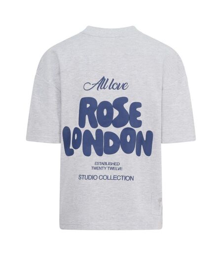 Unisex Adult Back Print Relaxed Fit T-shirt Grey Marl Marl Rose London