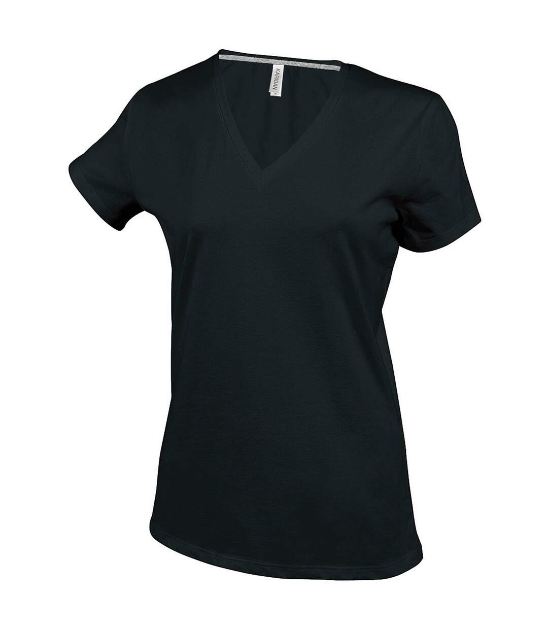 T-shirt à manches courtes et col en v femme noir Kariban