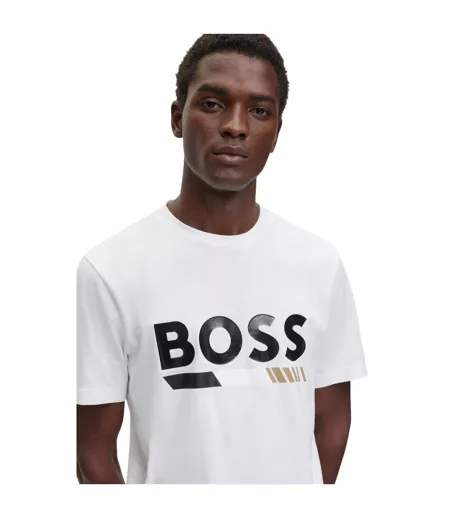 T-shirt Tiburt Homme Blanc Boss