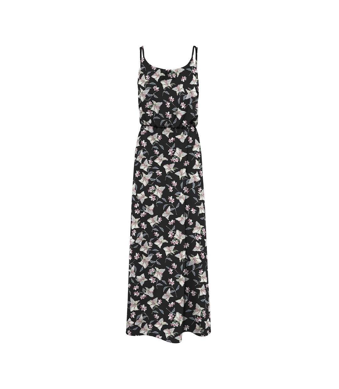 Robe longue noire/rose à fleurs femme only nova-1