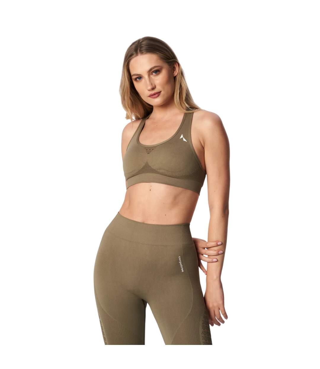 Brassière de sport phase femme vert kaki Carpatree-1