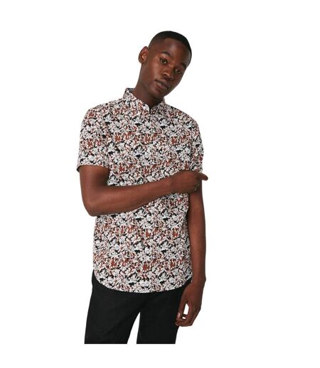 Mens abstract palm short-sleeved shirt brown Maine