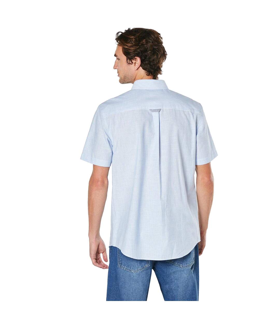 Mens slub poplin short-sleeved shirt light blue Maine