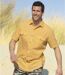 Chemise manches courtes en lin et coton homme - jaune-1