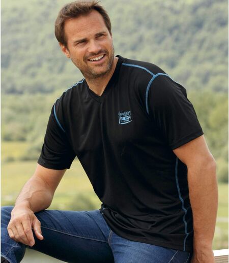 Pack of 3 Men's Sports T-Shirts - Black Blue Grey
