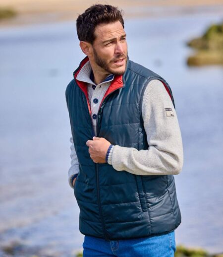 Men's Red & Navy Reversible Padded Gilet