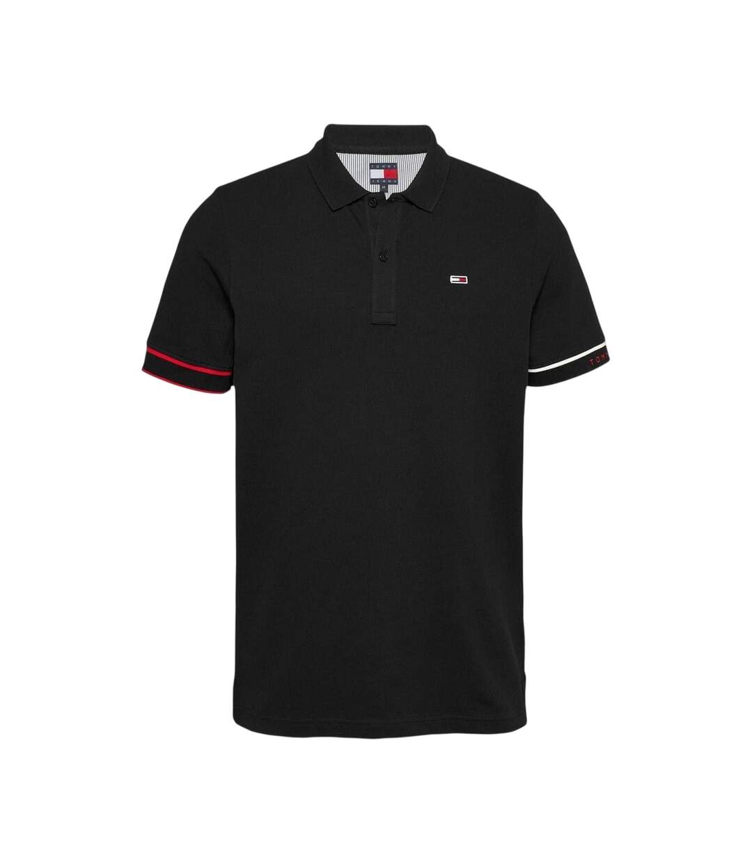 Mens Graphic Slim Short-sleeved Polo Shirt Black Tommy Jeans-2