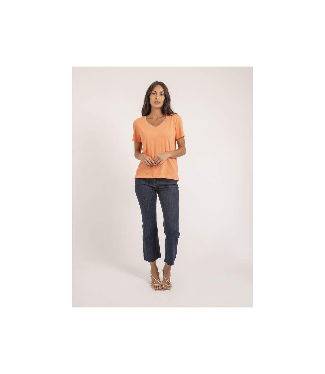 T-shirt col V pur coton FAMIA - Dona X Lisa-4