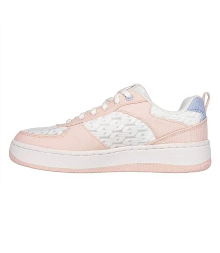 Baskets Sport Court Femme Blanc Cassé Rose Skechers