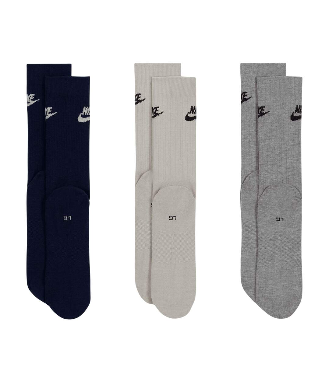 Pack Of 3  Mens Nsw Essential Socks  Black Grey Silver Nike-2