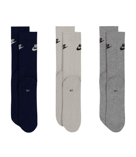 Pack Of 3  Mens Nsw Essential Socks  Black Grey Silver Nike