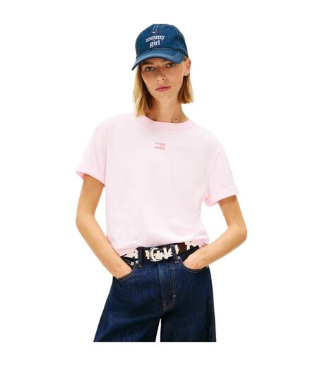 T-shirt Motif/style Logo Brodé Femme Rose Clair Tommy Jeans
