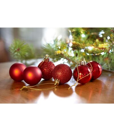 Set of 6 Mini Baubles - Red
