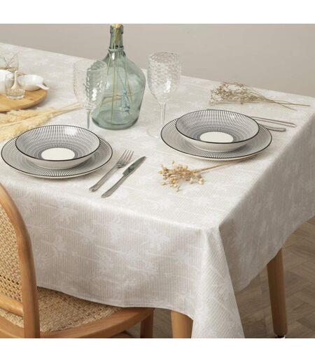 Nappe Enduite Imprimée Lila 150x250cm Lin & Blanc