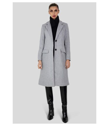 Manteau long droit boutonné