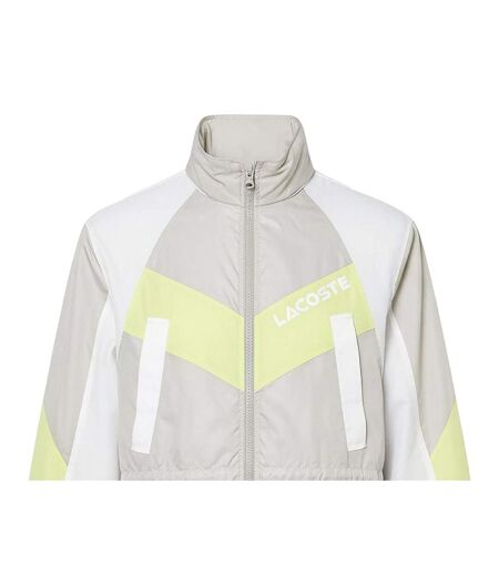 Womens/ladies Colour Block Oversized Hooded Jacket Grey Lacoste