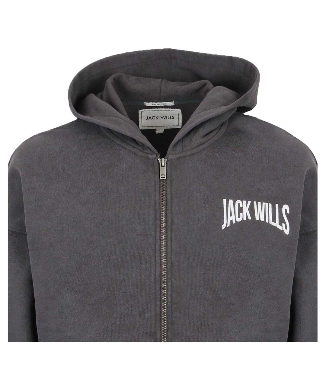 Mens Oversized Full Zip Hoodie Forged Iron Jack Wills-3