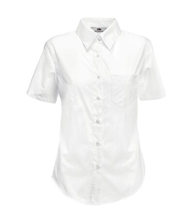 Fruit Of The Loom Ladies Lady-Fit Short Sleeve Poplin Shirt (White)